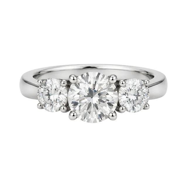 Y2K Vintage Three-Stone Cubic Zirconia Ring Silver Tone