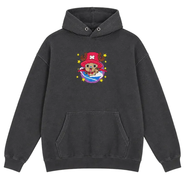 HTS One Piece Tony Tony Chopper Embroidered Hoodie Size L Black