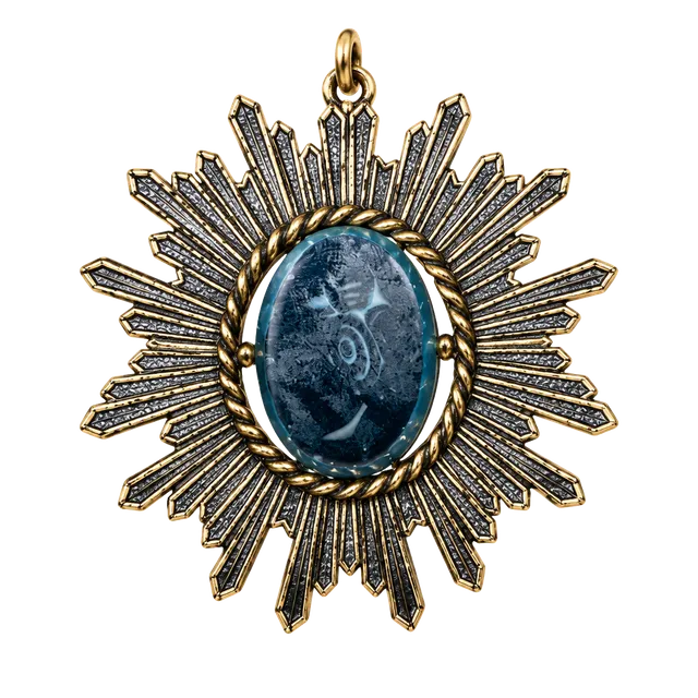 Upcycled Swank Vintage 1930s Art Deco Sunburst Pendant Necklace Gold Tone
