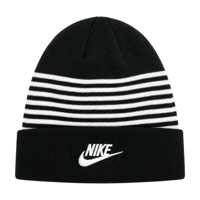 Nike Beanie Youth Striped Black White Gray Winter