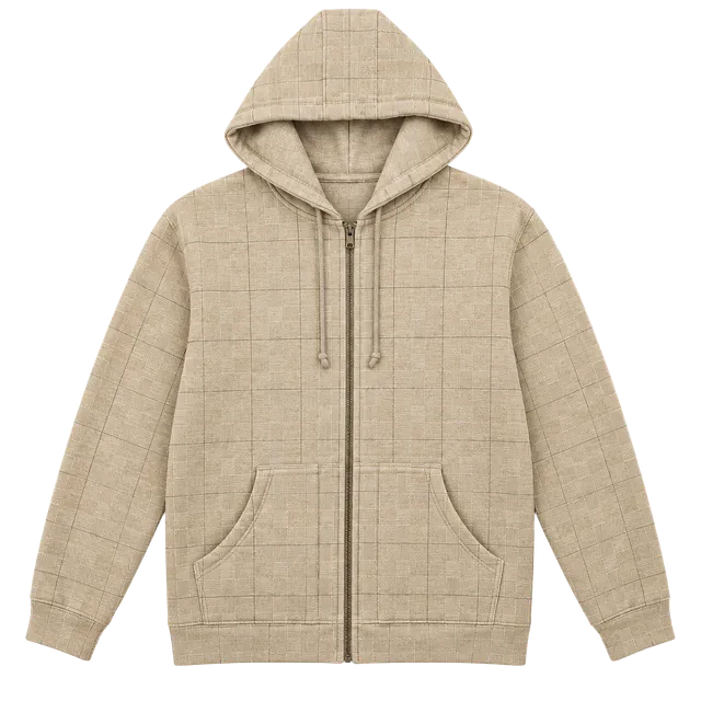 Foot Locker Zip Hoodie Size XXL Tan Plaid Full Zip