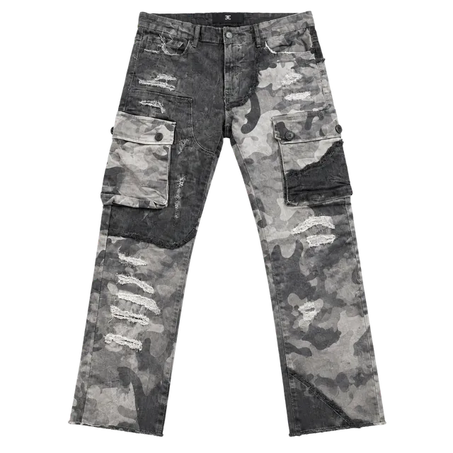 Jordan Craig Legacy Edition Ross Stacked Camo Distressed Cargo Jeans 34