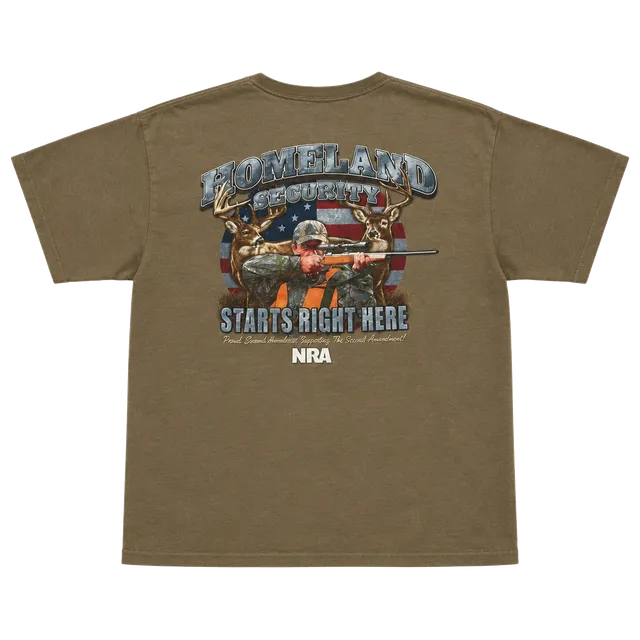 NRA Homeland Security Starts Right Here T-Shirt Brown Graphic
