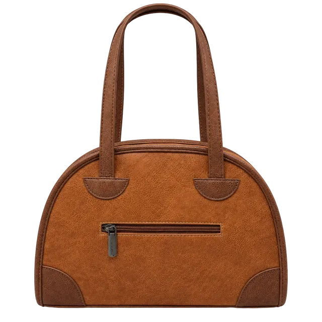Montana West Retro Style Bowling Handbag Brown Faux Leather Top Handle