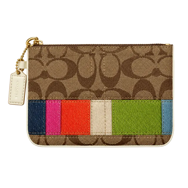 Coach Legacy Stripe Multicolor Canvas Wristlet