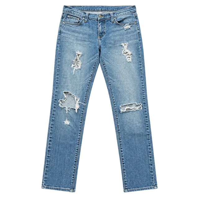 Just Black Denim Womens 26 Distressed Slim Straight Leg Jeans Blue Ripped