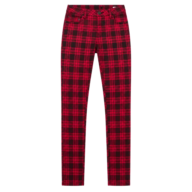 Truce Tartan Plaid Skinny Pants Size S Red Black Punk