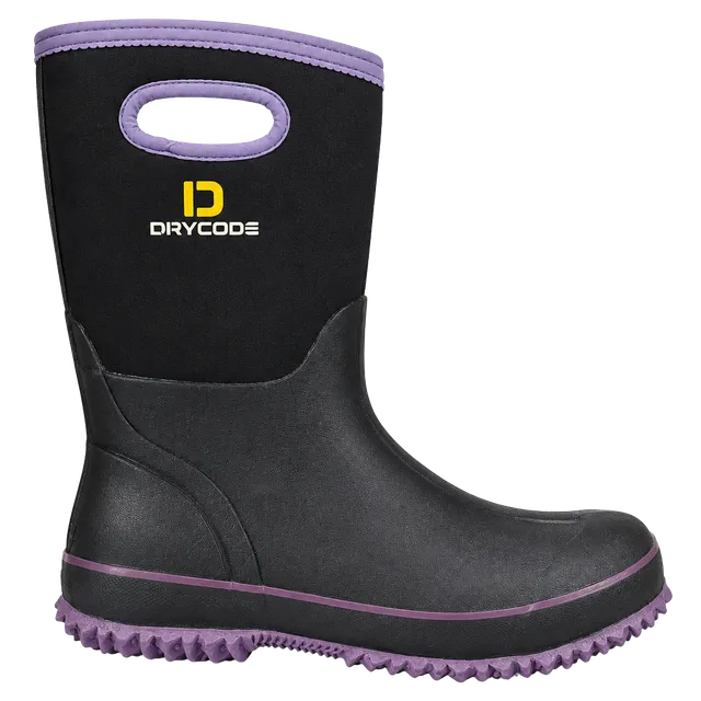 Drycode Rubber Boots Size 8 Black Purple Rain Gardening