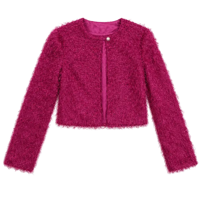 Jessica Howard Fuzzy Shrug Jacket Size Medium Pink