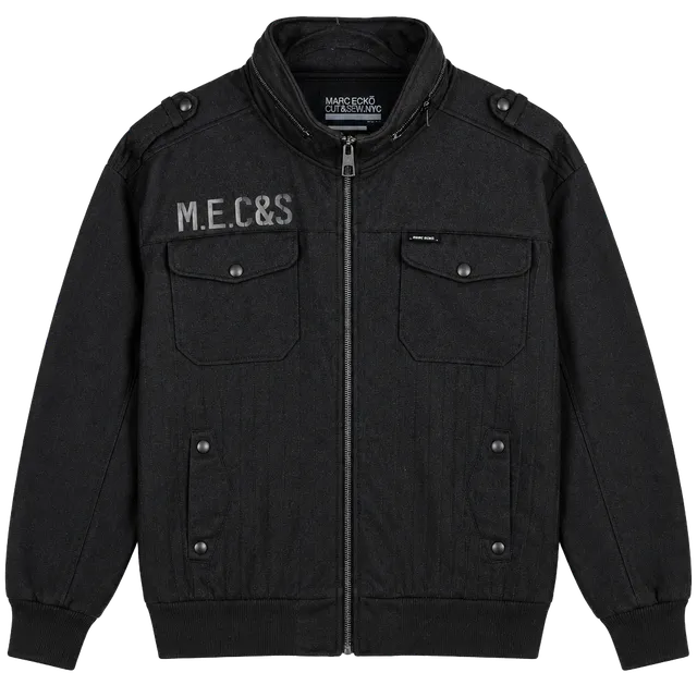 Marc Ecko Cut & Sew Jacket Size XL Black Full Zip Pinstripe Cotton Blend