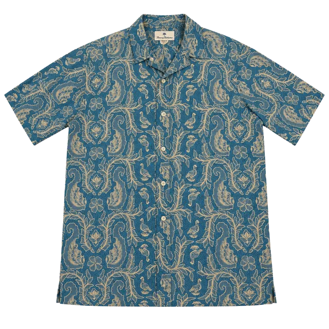 Reyn Spooner Hawaiian Shirt Blue Floral Short Sleeve Button Up Size M (OF) *fading, hole