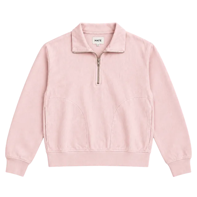 MATE Organic Fleece Quarter Zip Sweatshirt Size XS Pink