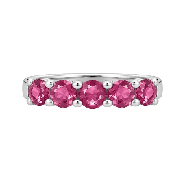 Silver tone Pink Ruby stone Cluster Ring stamped 925