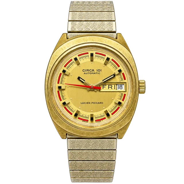 Lucien Piccard Circa 101 Automatic Gold Tone Vintage Watch needs Crystal