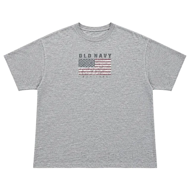 Old Navy American Flag T-Shirt Gray Vintage Y2K Tee