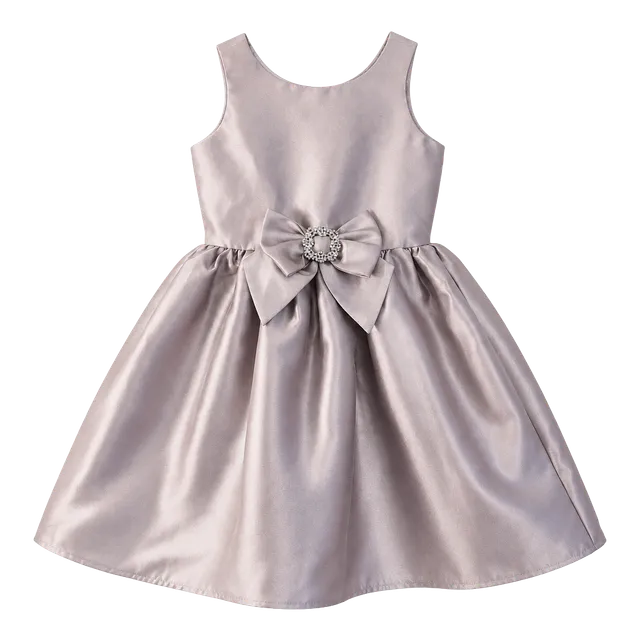 Zunie Dress Size 10 Silver Satin Rhinestone Bow Formal Party