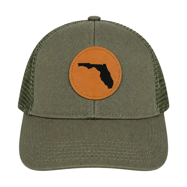 Port Authority Florida Map Trucker Hat Green Mesh Patch