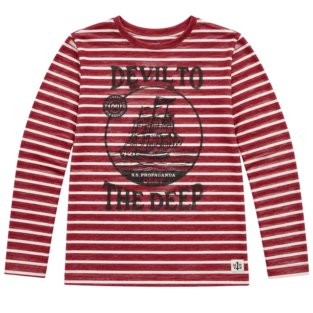 Obey Devil To The Deep Striped Shirt Size S Red White Long Sleeve