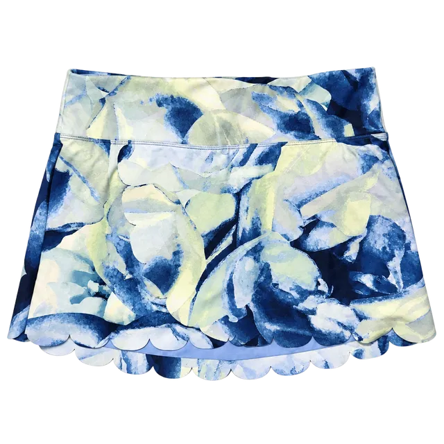Peach Athletic Skirt Size S Blue Floral Scalloped Hem Skort