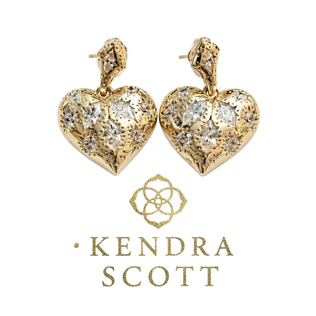 Kendra Scott Gold Heart Statement Earrings