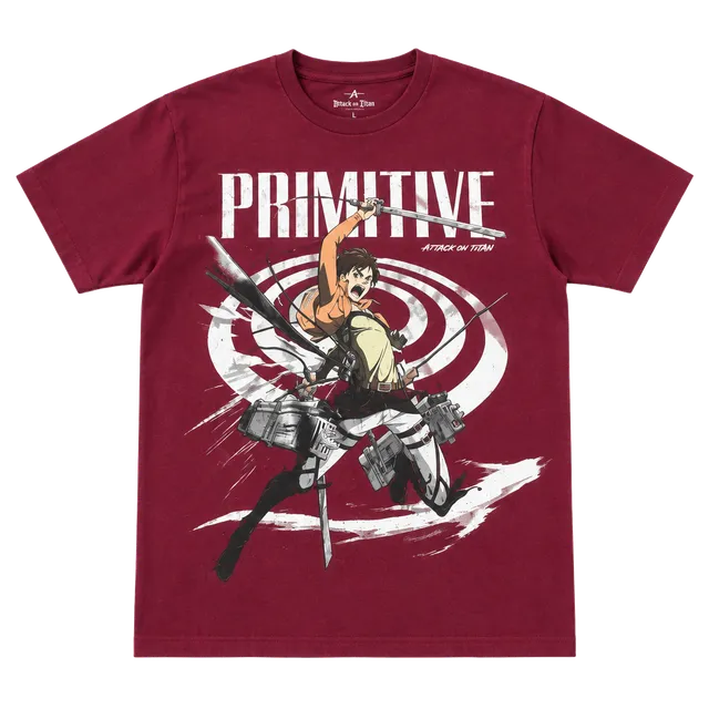 Primitive Attack On Titan T-Shirt Size XL Red Graphic Tee