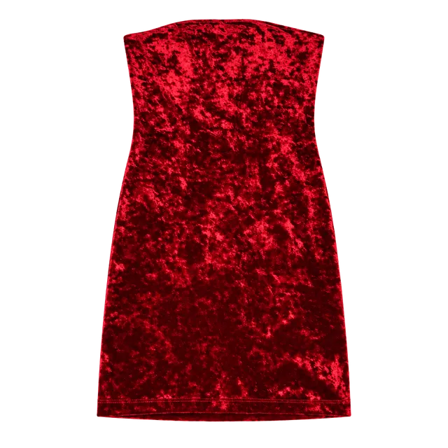 Garage Crushed Velvet Tube Dress Size M Red Strapless Mini