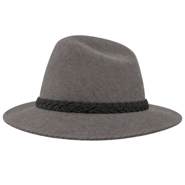 Tart Wool Fedora Hat One Size Grey Braided Band