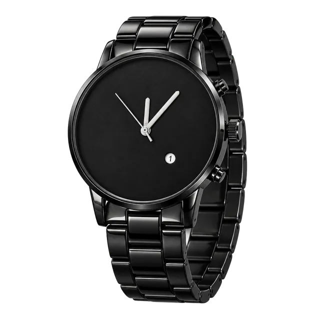 Nibosi Minimalist Black Chronograph 42mm Timepiece 