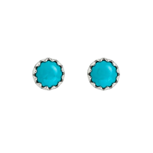 Linda Yazzie Navajo Handmade Sterling Silver Turquoise Stud Earrings