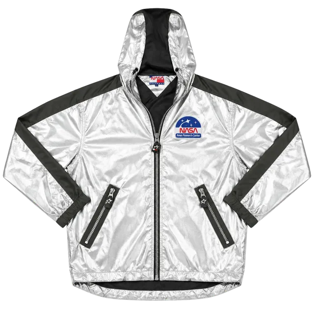 Vintage 90s Tommy Hilfiger NASA Ames Silver Metallic Jacket L Expedition Rare