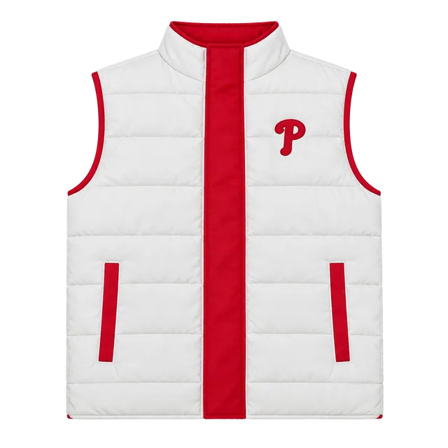 Valley Forge Quilted Puffer Vest White Red