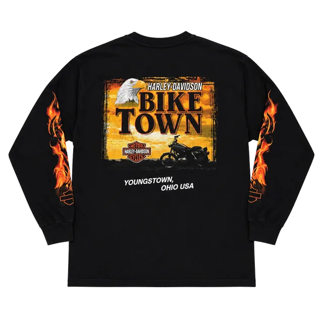 Harley-Davidson Bike Town Youngstown OH Long Sleeve T-Shirt Size Large
