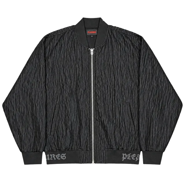 Pleasures Black Pleated Bomber Jacket Size L