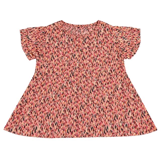 Ninety Clothing Co Women’s Petite XL Blouse Pink Abstract Flutter Sleeve