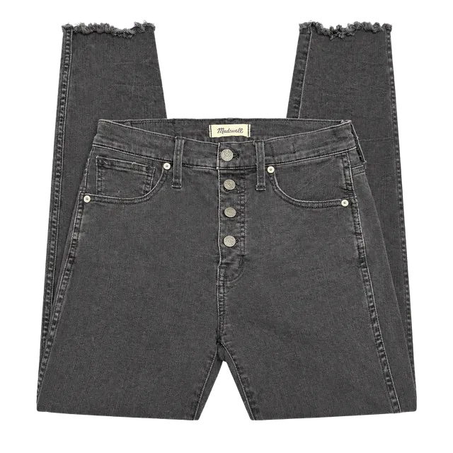 Madewell Skinny Jeans Black Button-Front Raw Hem
