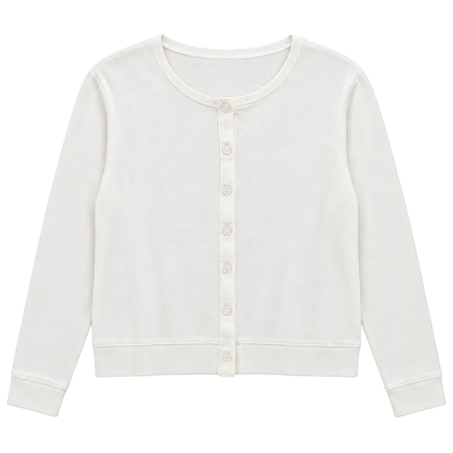 Rafaella Cardigan Sweater Size L White Long Sleeve Crew Neck Button Front