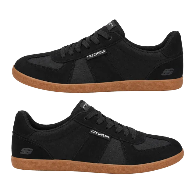 Skechers Placer Camilo Size 9 Black Gum Sole Sneakers
