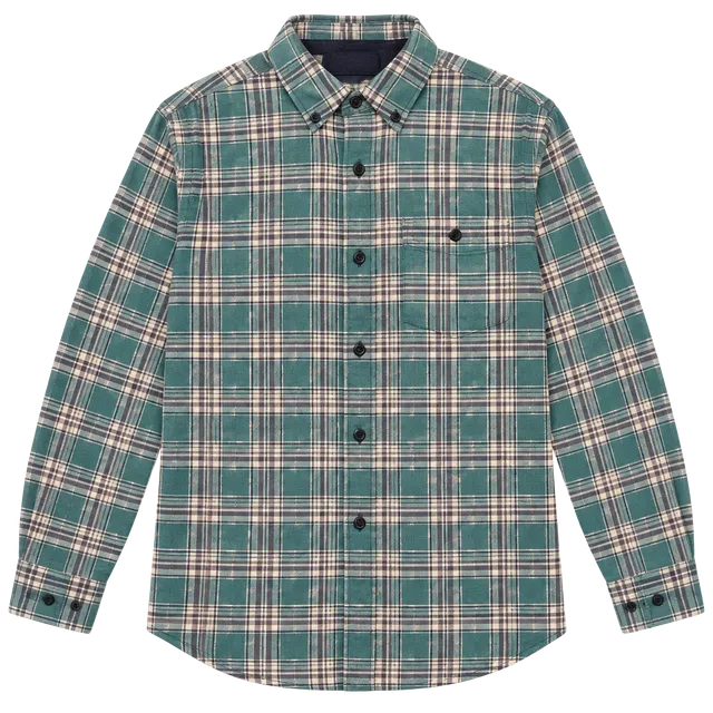 L.L. Bean Plaid Flannel Shirt S-Reg Blue Teal Cotton Long Sleeve