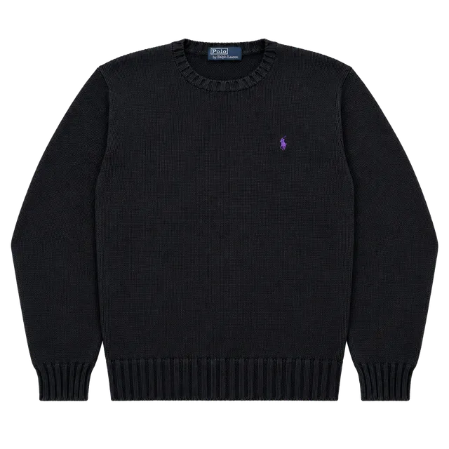 Polo Ralph Lauren Men’s Cotton Sweater Size L Black Purple Pony