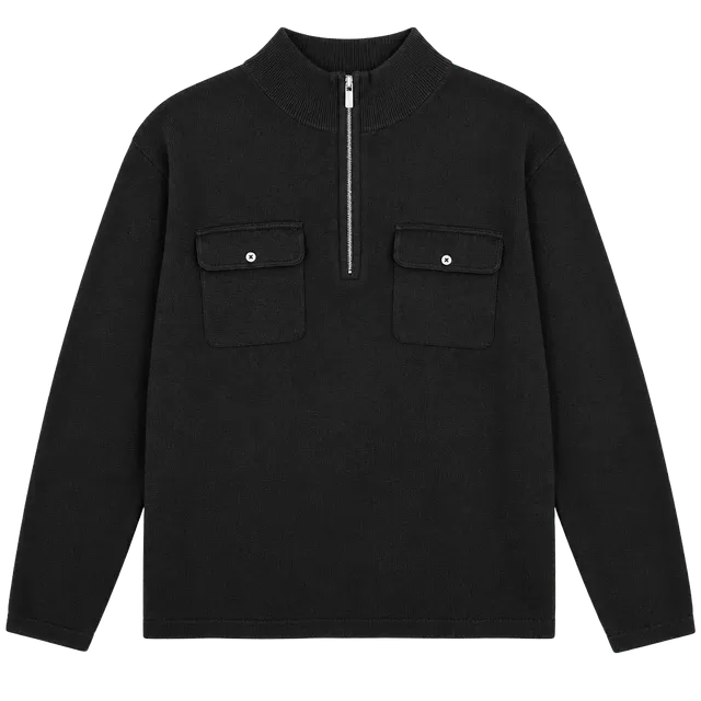 Michael Michael Kors 1/4 Zip Sweater Size XL Black Cotton