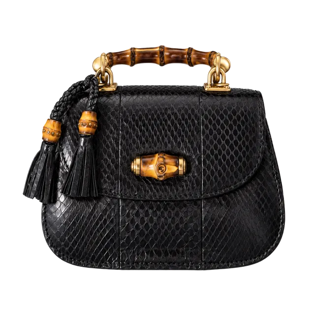 Gucci Bamboo Night Python Mini Bag Black