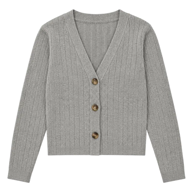Böhme Cardigan Size S Gray Ribbed V-Neck Sweater