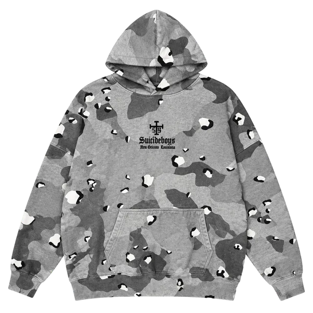 G59 Records Suicideboys Camo Hoodie Size XL Grey Black White