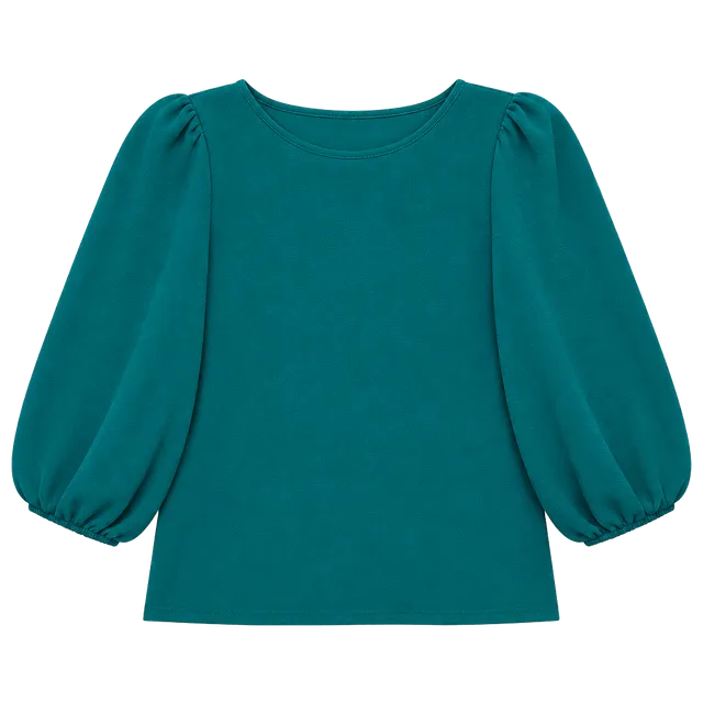 Green Envelope Puff Sleeve Blouse Size S Teal