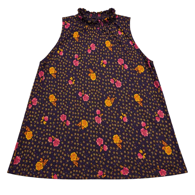 LOFT Floral Mock Neck Tank Top Size L Purple Yellow