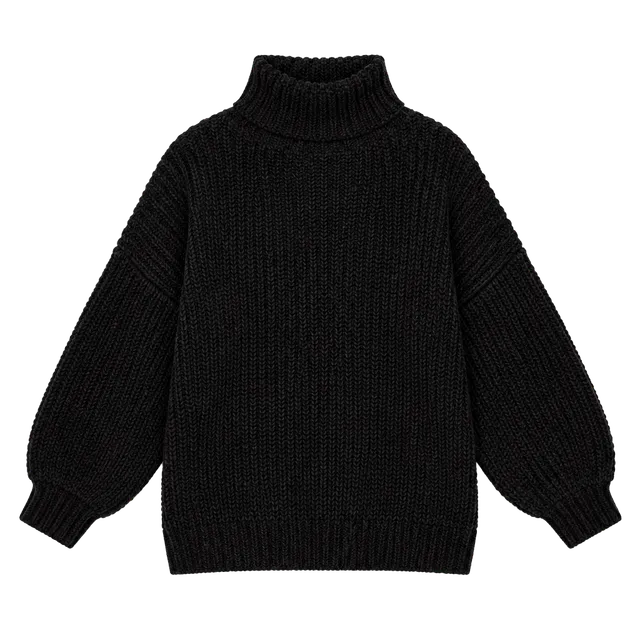 Free People Turtleneck Sweater Size M Black Ribbed Oversized