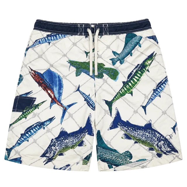 Vintage OP Men's Swim Trunk Size Large Man Fishing Print