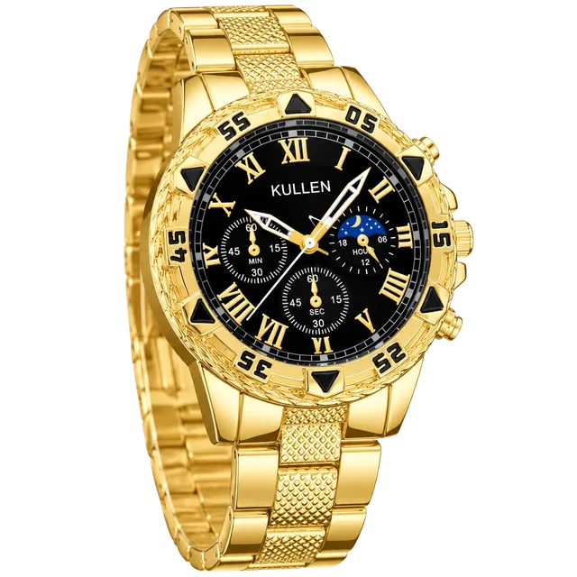 Kullen Gold Quartz Watch Roman Numeral Dial