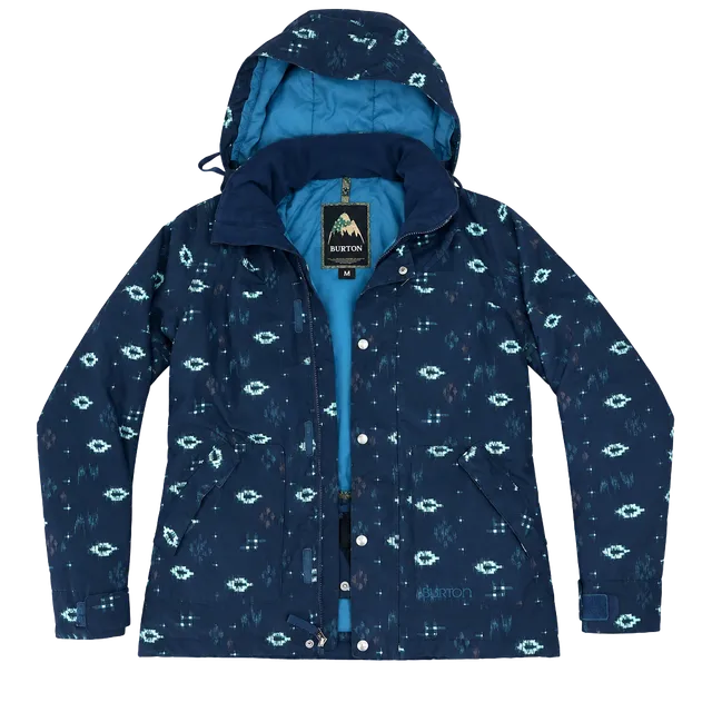 Burton Ginger Dryride Insulated Snowboard Jacket Size M Blue Ikat