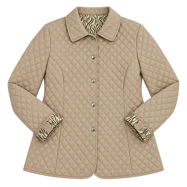Kim Rogers Quilted Jacket Petite XL Tan Animal Print Lined